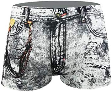 גברים מתאגרפים תחתוני גברים של כיס תחתונים בוקסר ג ' ינס סקסי מודפס אופנה מכנסיים מכנסיים קצרים