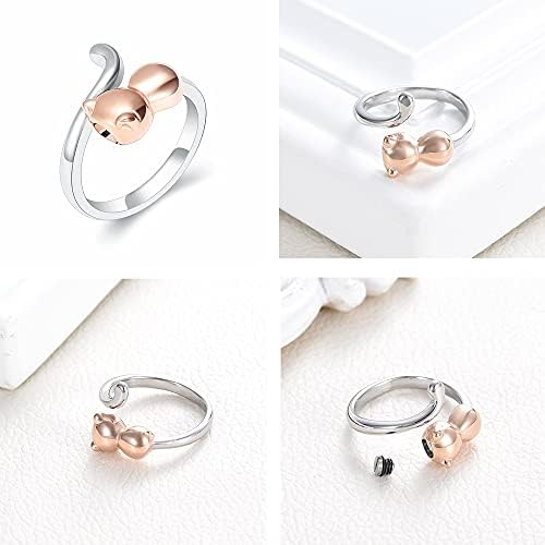 RUITAIQIN JNXL 1PCS טבעת תכשיטים לתכשיטים לאפר מחזיק טבעות כד חתול חמוד מתכוונן לטבעת זיכרון 0223