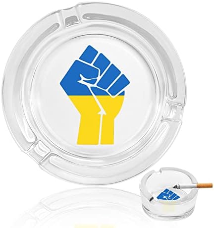 דגל אגרוף אוקראינה התנגד למאפרה מזכוכית סיגריות עגולות מארז מחזיק מגש אפר למשרד ביתי קישוט מקורה