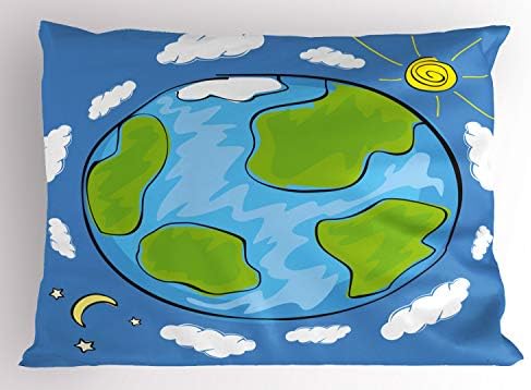 כרית אדמה של אמבסון, ציור הילד של כדור הארץ מוקף בעננים מחזור יום ולילה, ציפית כרית מודפסת בגודל