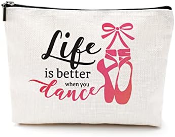 חיים הוא טוב יותר כאשר אתה ריקוד איפור תיק ריקוד מתנות רקדנית בלט קוסמטי נסיעות תיק רסיטל מתנות