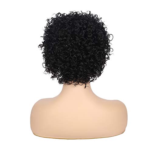 החלקת קצר האפרו מתולתל פאה עבור שחור נשים שיער קינקי מלא פאות עם פוני סינטטי חום עמיד קוספליי פאות למראה