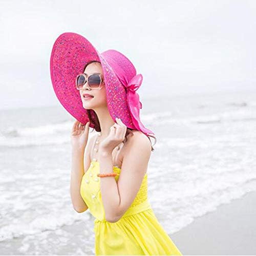 הולידסי חוף כובעי קש קשת כובע שמש נשים צבעוני גדול חוף כובע ברים כובעי קיץ תקליטונים רחב ברים כובעי שמש