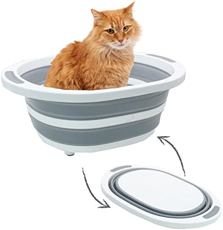 מבריק פתוח חתול ארגז חול, חתלתול בסיר מחבת חצי סגור מתקפל עמיד למים נסיעות אסלה עבור מקורה חתולים קטן לחיות