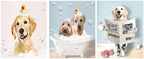 עיצוב אמבטיה קיר אמנות כלב חמוד, עיצוב אמבטיה כלב חמוד, כלב עיצוב אמבטיה קיר אמנות כלב יושב בשירותים