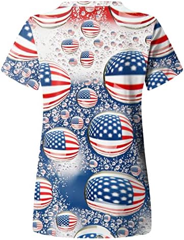 חולצות דגל אמריקאי לנשים 4 ביולי קיץ חולצת טריקו עם שרוול קצר עם 2 כיסים חולצות בגדי עבודה מזדמנים לחג