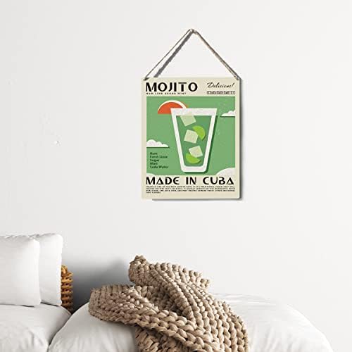 עיצוב שלט קוקטייל מצחיק Mojito שלט עץ עץ קיר תלייה קוקטייל יצירות אמנות 8 x10 מודרני ברא