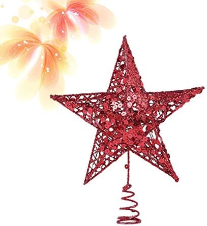 Vorcool Glitter Star Tree Topper חג המולד חוט מתכת נוצץ עץ כוכב קישוט עליון 3D נצנצים קישוט כוכב