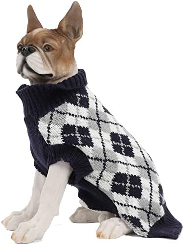בגדי חיות מחמד של Hapee סוודר כלבי חתול משובץ יהלום, אביזרי כלבים, הלבשת כלבים, סווטשירט לחיות מחמד
