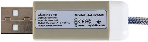 Myvolts Ripcord USB עד 9V DC DC Power Cable תואם למכונת Arturia Keylab Essential 88 Drum