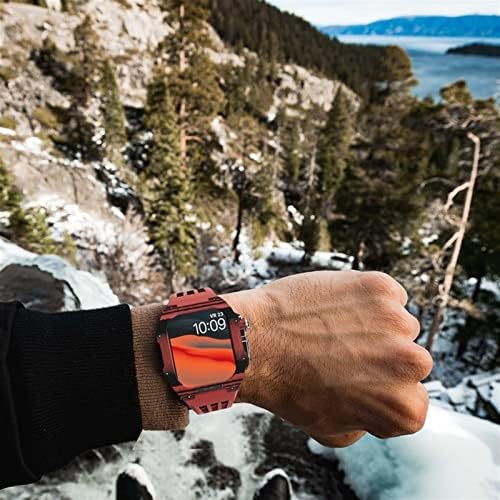 קאנוז ללהקת Apple Watch 8 7 6 5 4 SE 44/45 ממ סדרה, ערכת שינוי פס שעון יוקרה, רצועת פלואורובבר סיבי פחמן, מתאימה