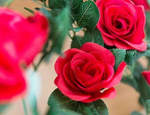 4 חבילות 32ft פרחים אדומים גרלנד גרנד פרחים פרחים פרחים אסתטיים מלאכותיים לחתונה קשת חדר מלאכה