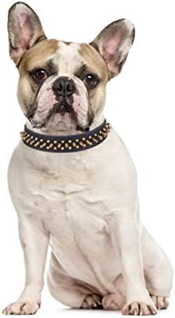 BTDCFY דמוי דמוי עור ממוסמר צווארון כלבים משובץ מתכוונן 3 שורות מסמר