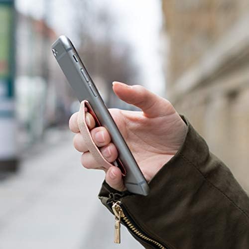 אחיזת אצבעות אלסטית של סמארטפון kwmobile - רצועת מחזיק טלפון לשימוש ביד אחת - רצועת דבק אוניברסלית
