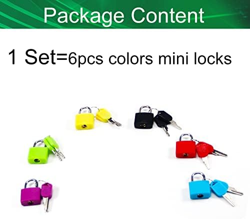 מנעולי מזוודות של 6 יחידות יחידות, סט מנעולי מזוודות רב -צבעוני, נעילת מנעול עם מפתחות, מנעולי מזוודות