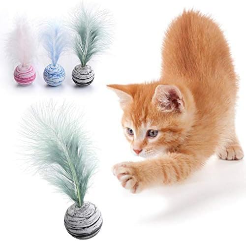 VBCDGFG כדורי כוכב צעצוע של חתול עדין בתוספת נוצה EVA חומר כדור קצף אור זורק אספקת צעצועים אינטראקטיבית מצחיקה