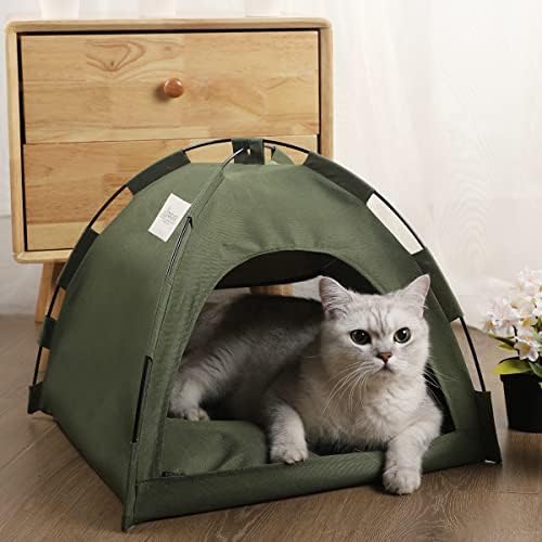 מחצלת קירור קיץ אוהל קן חיות מחמד חיצוני לחתולים ， נושם ומתקפל, ירוק/50 * 50 * 45 סמ