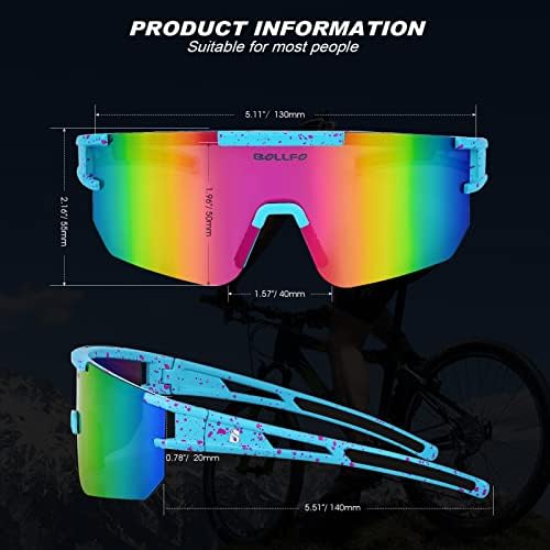 משקפי שמש של Bollfo רכיבה על אופניים, UV 400 הגנה על העיניים משקפיים מקוטבים לגברים נשים