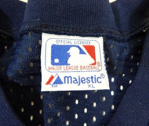 1983-90 מלאכים בקליפורניה משחק ריק הונפק תרגול חבטות כחול ג'רזי XL 884 - משחק משומש גופיות MLB