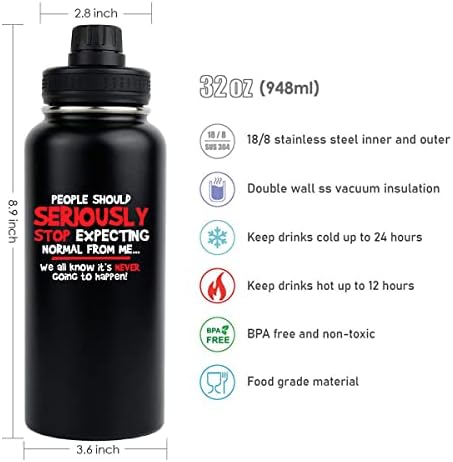 Equoza מידת הסרקזם שלי תלויה במידת בקבוקי מים טיפשות שלך - בקבוק מים 32 גרם עם מכסה, נירוסטה מבודדת בפה