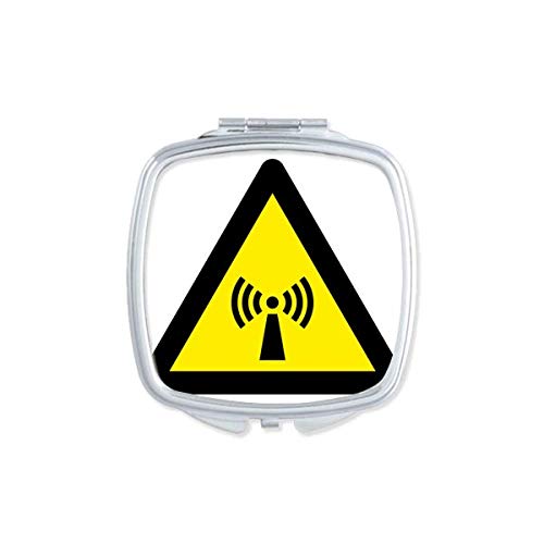 אזהרת סמל צהוב שחור קרינה משולש מראה נייד קומפקטי כיס איפור כפול צדדי זכוכית