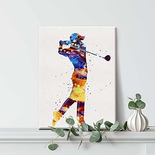 גולף צבעי מים קיר אמנות גולף ספורט גולף גולף בד דפסי ציור למשרד ביתי עיצוב קיר ממוסגר יצירות