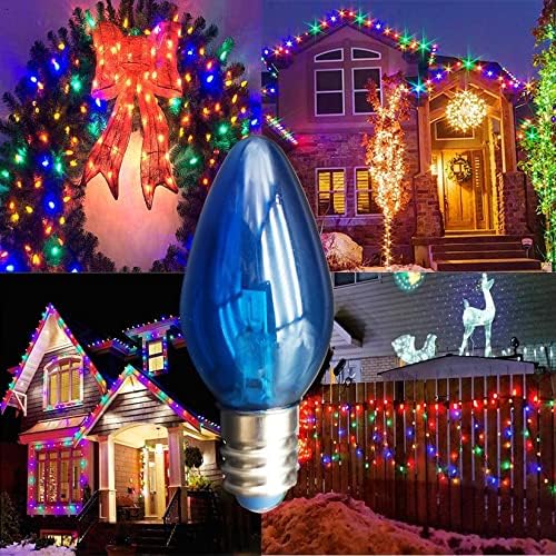אורות חג המולד כחולים לד 7 נורות החלפת 0.5 וואט נורת ליבון 5 וולט 12 מנורת מנורה ג7 נורות לילה