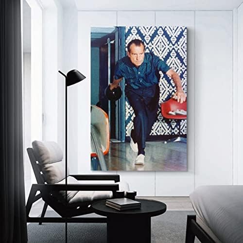 בלודוג ריצ'רד ניקסון באולינג באולינג בד צביעת קיר פוסטר אמנות לחדר שינה לעיצוב חדר שינה 24x36 אינץ '