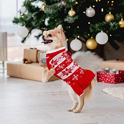 Pedgot 2 חבילה כלב שמלת חג מולד שמלת כלב חם סוודר חג המולד חיית מחמד בגדי חג מולד פסים כלב שמלת סוודר שמלת סוודר