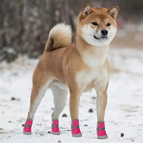 LEPSJGC 4 יחידות/סט נעלי כלב חיל מחמד אטום למים נעלי חיות מחמד עבות חמות אנטי החלקה גשם שלג נעלי