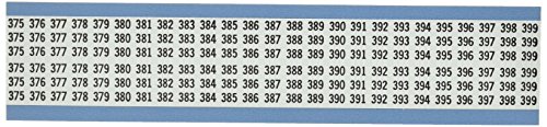 בריידי וו-375-399-ויניל בד, שחור על לבן, מספרים עוקבים חוט סמן כרטיס