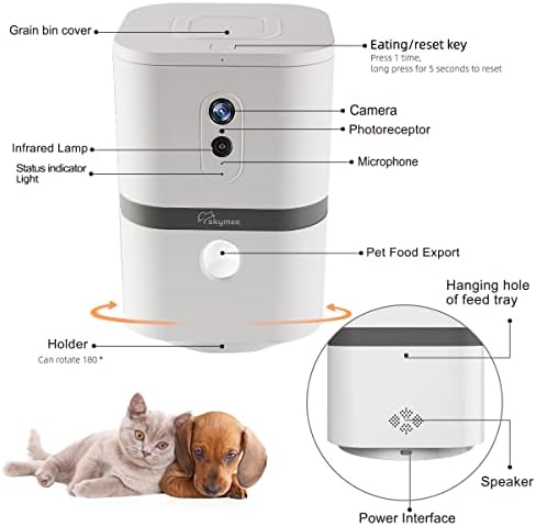 מתקן לטיפול אוטומטי של מצלמת כלב סקיימי פטלק איי השני, 5 גרם מצלמה לחיות מחמד עם 180 פאן תצוגה מלאה בחדר,
