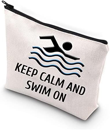 BDPWSS תיק איפור שחייה לנשים חובב בריכה שחיין מתנה חובב שחייה מתנה שמור על רגוע ושחה על שקית נסיעות