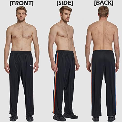 מכנסי טרנינג של Juethree Mens עם כיסי רוכסן פתוחים מכנסיים אתלטי תחתון לאימון, ריצה, אימונים, ריצה