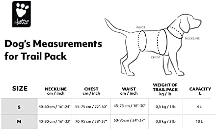 חבילת השביל של HURTTA תרמיל כלבים, עורב, בינוני, 30-38 אינץ ', 40-80 קילוגרם