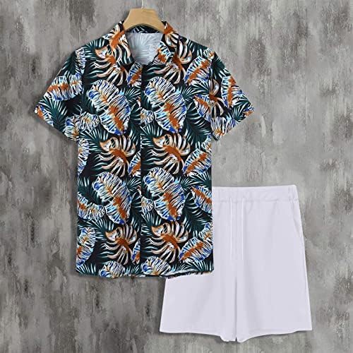 תלבושות אימוניות 2 חלקים לגברים חולצת הוואי וינטג 'של שרוול קצר ותפאורה קצרה