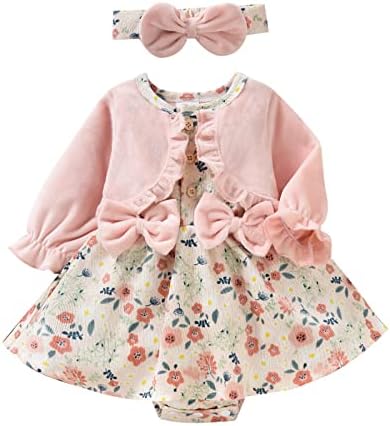 תינוקות יילוד תינוקות יילוד סתיו חורף קורדרוי שמלת שרוול ארוך רומפר פרוע פרח