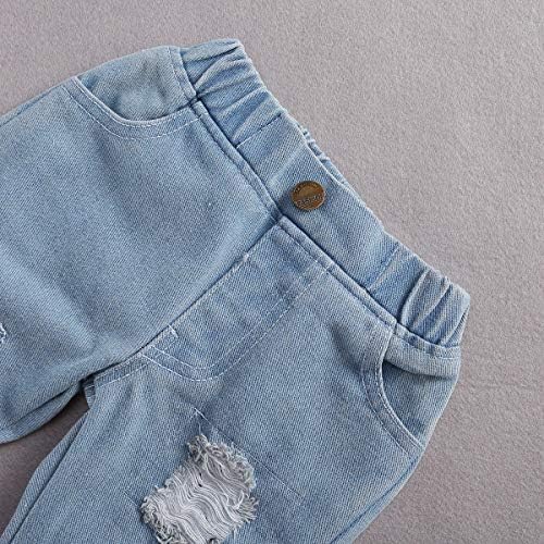 בגדי תינוקות תלבושות פעוט תינוקת רומפר טופ+סט בגדי ג'ינס