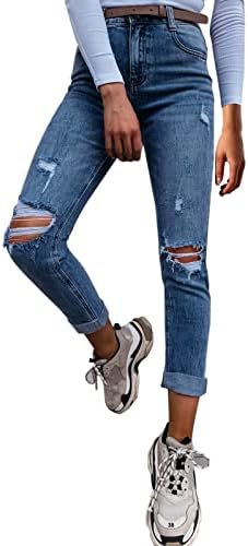 מיאשוי ז 'אן מכנסיים לנשים עבודת נשים של מוצק צבע גבוהה מותן חור דק אופנה ג' ינס מכנסיים מעצב מכנסיים