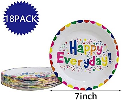 20 לספור צבעוני שמח כל יום צלחות,נייר חד פעמי צלחות משמש עבור תינוק מקלחת המפלגה,ילדים מסיבת יום הולדת קינוח,מזנון,עוגה,