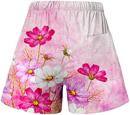 2023 מכנסי קיץ של נשים קצרות מזדמנים עם מותניים גבוהים עם רגל רחבה רחבה מכנסיים קצרים כוכבים פס כוכב הדפס קיץ