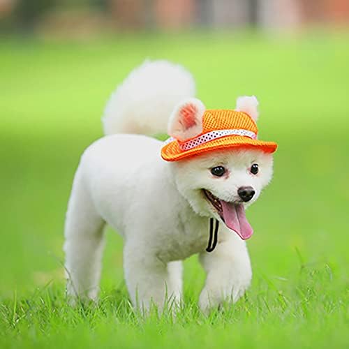 כובעים לכלבים נסיכה כובע חיות מחמד עגול שוליים כובע מגן כלב קיץ כלב חיצוני כובע שמש נושם
