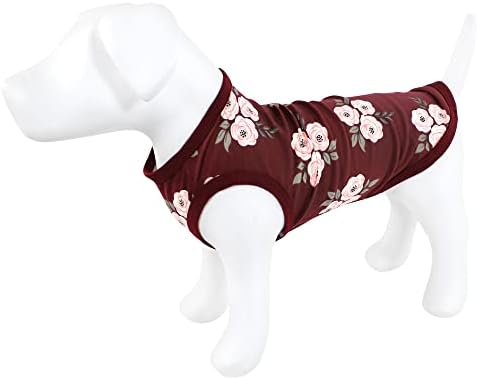 חברים לאור כלבים מחמד כלב וחתולים חולצות כותנה 2 pk, כלב פרחים בורדו, קטן