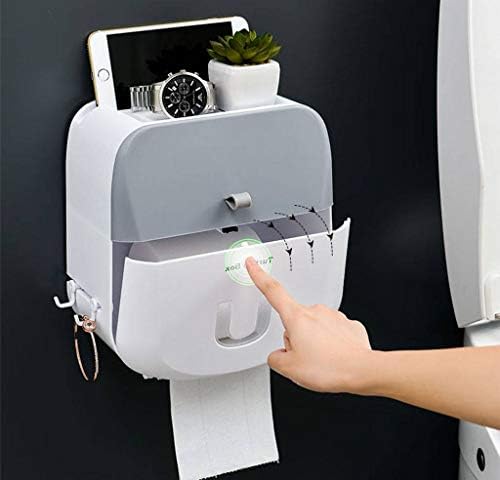 FXBZA ללא קידוח מחזיק נייר טואלט מחזיק גלגל שירותים קיר עם מדף אחסון עם מדף טלפון מחזיק נייר טואלט סטנד-D