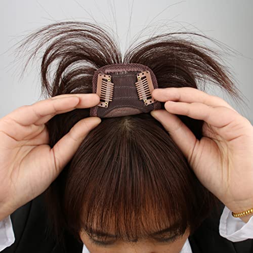ארניהול שיער טבעי עם משלוח מחליק שיער לנשים קליפ שיער טבעי חתיכות עם פוני משי בסיס כתר למעלה
