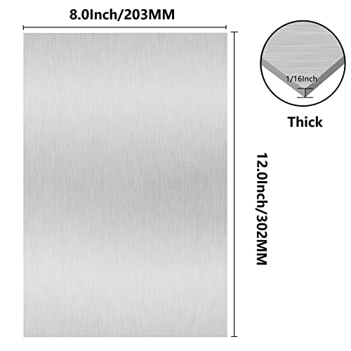 6061 ט651 מתכת גיליון אלומיניום 8 איקס 12 איקס 1/16 צלחת אלומיניום דקה מלאי שטוח מכוסה בסרט מגן, 1.5 מ מ מלבן