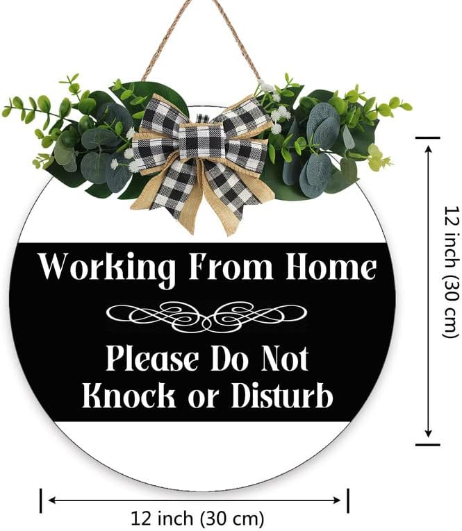 אנא אל תפיל או להפריע לשלט שעובד מהדלת הקדמית הביתית שלט תלייה עם עלי קשת עגול עץ ללא שידול דלת הבית