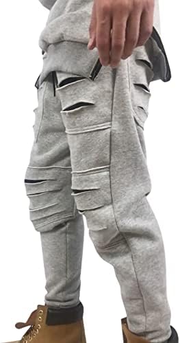 מיאשוי גליטר קצף מקרית מכנסי טרנינג רחוב עם כיסים ריצה מכנסיים ספורט מכנסיים גברים של קרע גודל 50
