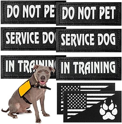 8 חתיכות שירות כלב אפוד תיקוני רעיוני כלב תיקוני אימון כלב תיקוני לא לחיות מחמד וכלב כפת תיקוני דגל נשלף