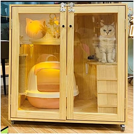 טומיאוס חתול בית חתול וילה שלוש קומות חתול בית חתול תצוגת ארון חתול מחמד כלוב, יכול להכיל חיות